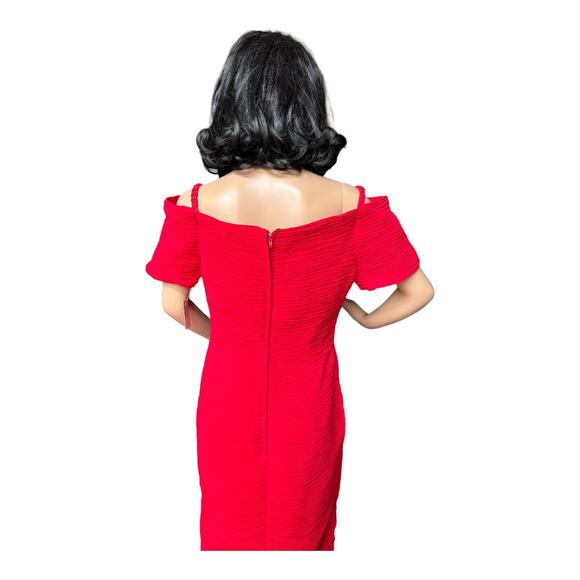 NWT Vintage Cache Red off shoulder ruched sexy dress size medium - Picture 10 of 16